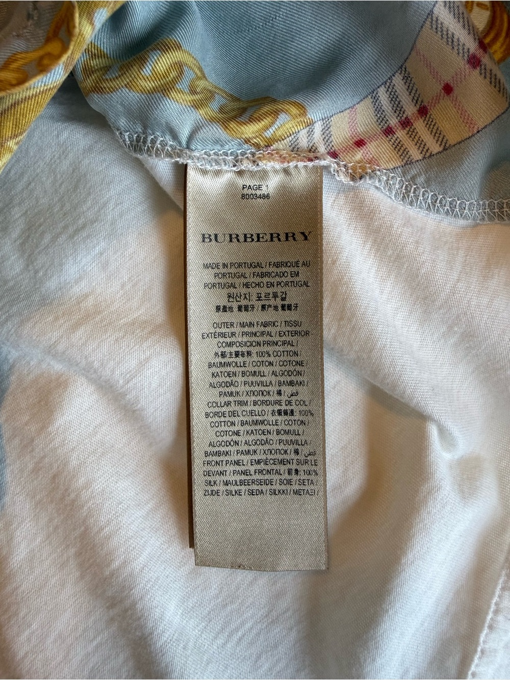 Burberry Light Blue, Cream and Gold Pocket Watch Graphic Tee - Picture 2 of 5